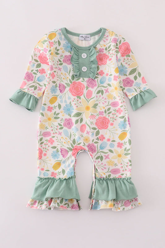 Floral print ruffle romper