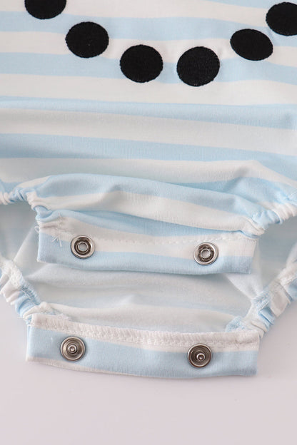 Blue snowman embroidery stripe bubble