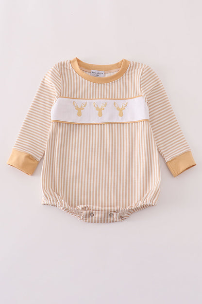 Khaki deer embroidery stripe bubble