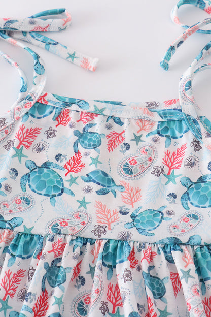 Green turtle print set