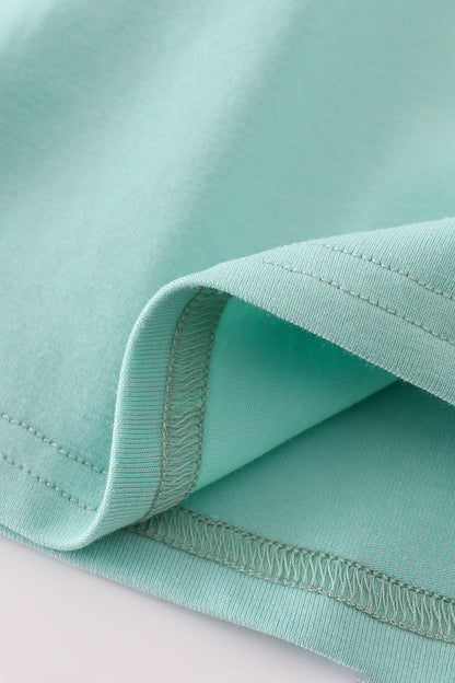 Mint hunting puppy embroidery ruffle dress