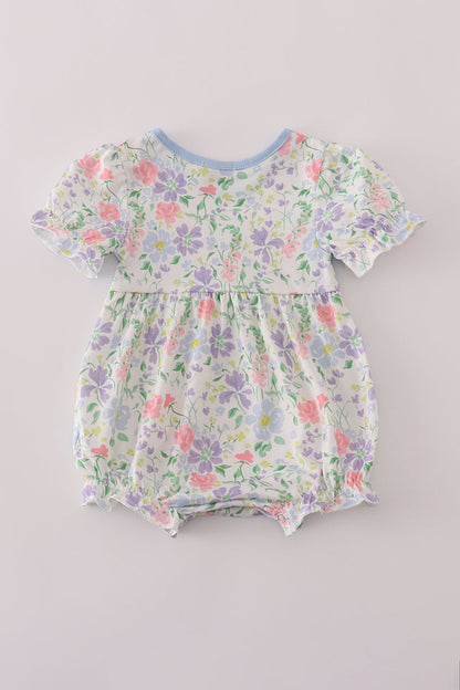Floral print crayon apple embroidery bubble