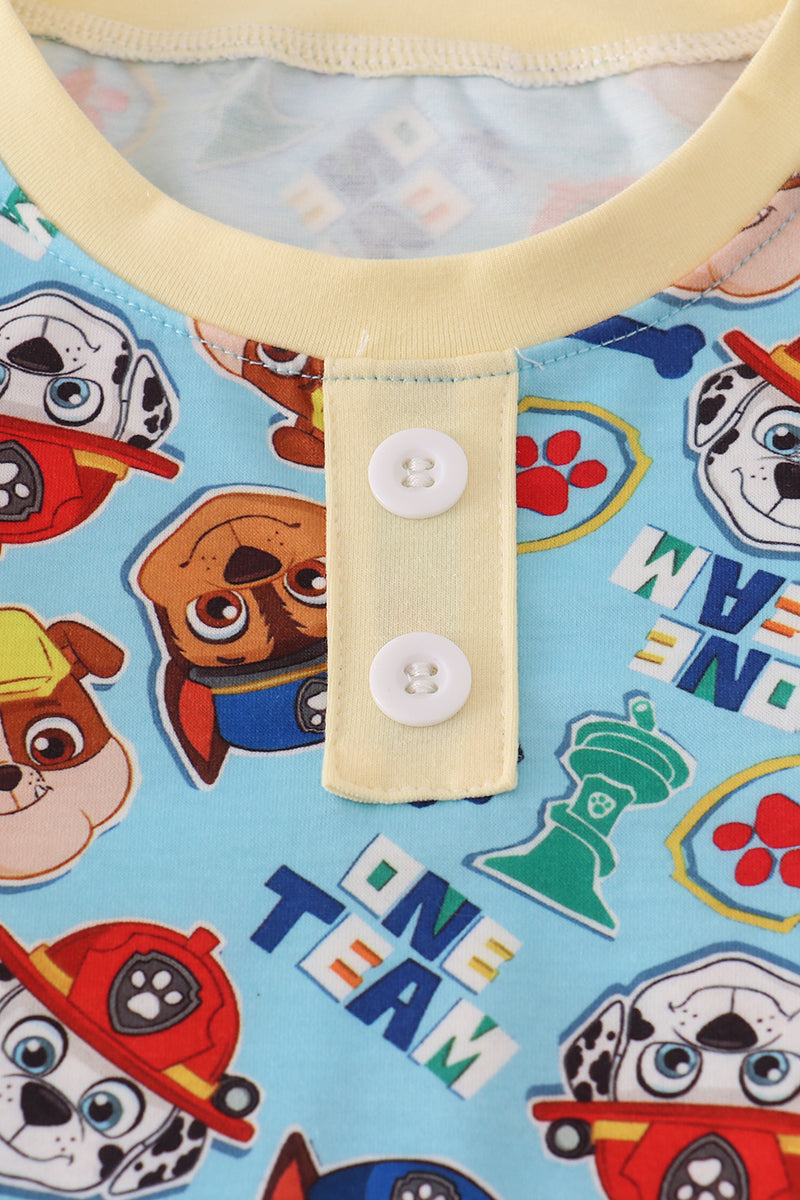 Blue character print pajamas set