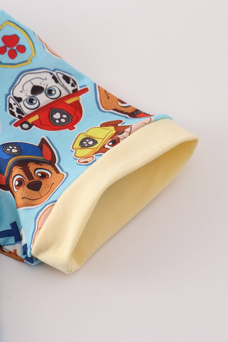 Blue character print pajamas set