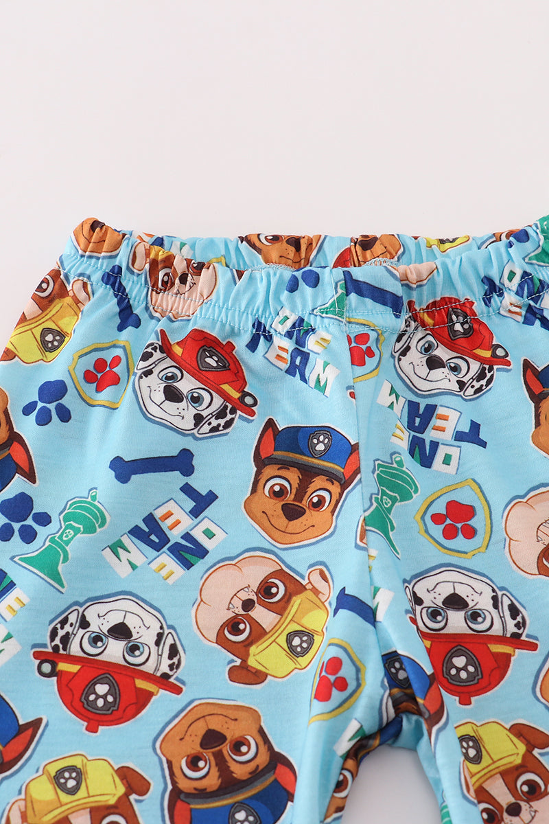 Blue character print pajamas set