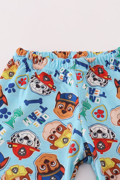 Blue character print pajamas set