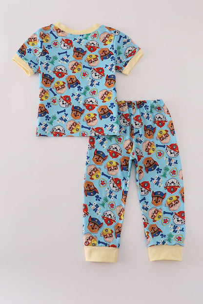Blue character print pajamas set