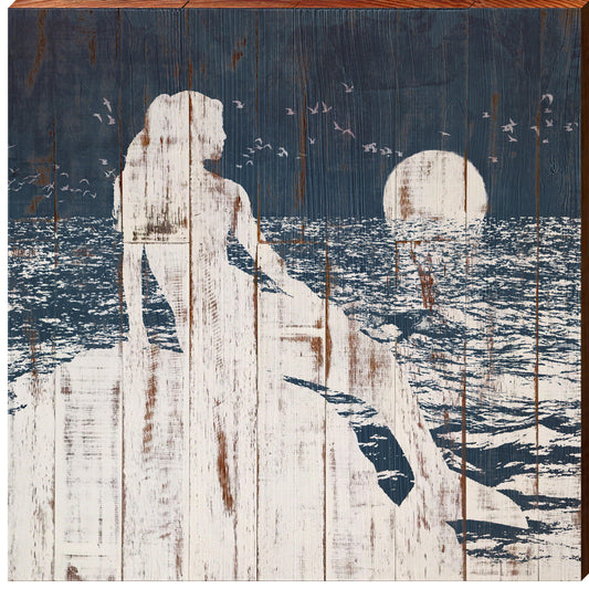Minimalist Mermaid - | Wall Art Print on Real Wood
