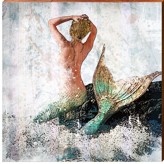 Mermaid Fantasies | Wall Art Print on Real Wood