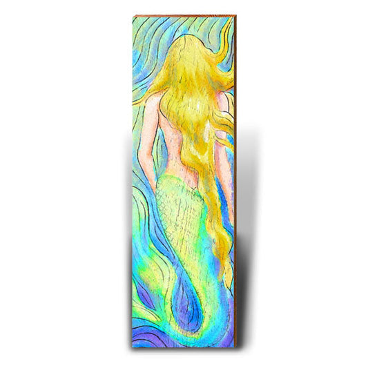 Watercolor Mermaid - Blonde | Wall Art Print on Real Wood