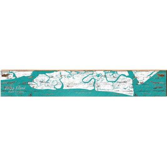 Mill Wood Art Fripp Island, Sc Teal Map Home Decor Art Print On Real Wood