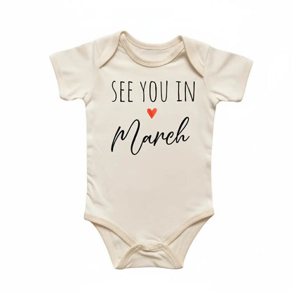 March Announcement Newborn Baby Onesie® Bodysuit