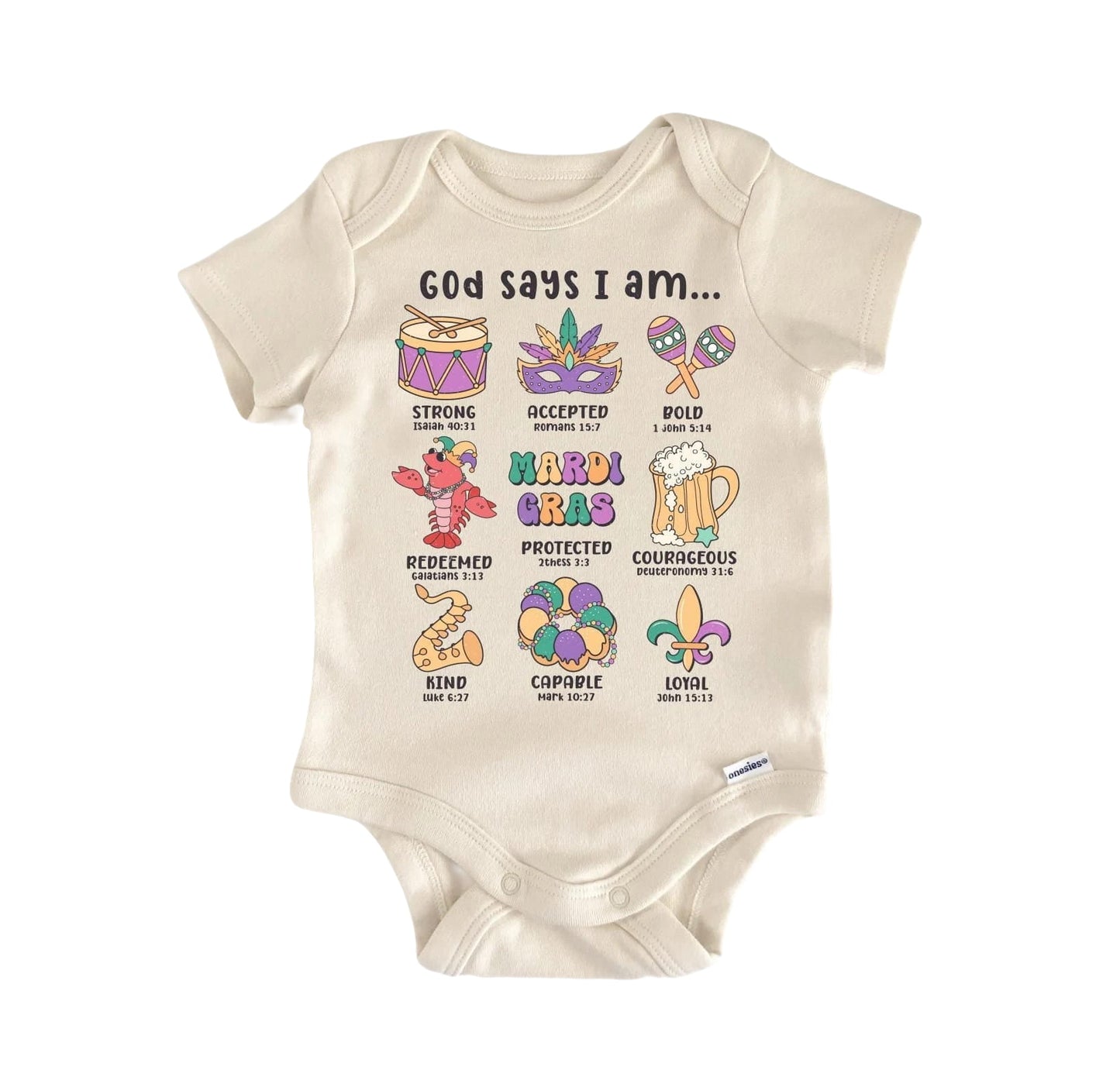 Mardi Gras Religious Newborn Baby Onesie® Bodysuit