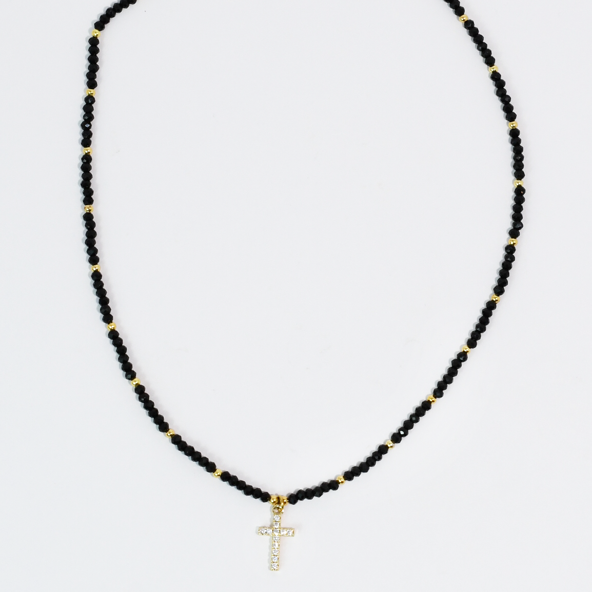 Midnight Cross Beads Necklace