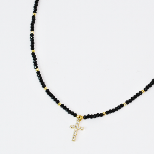 Midnight Cross Beads Necklace