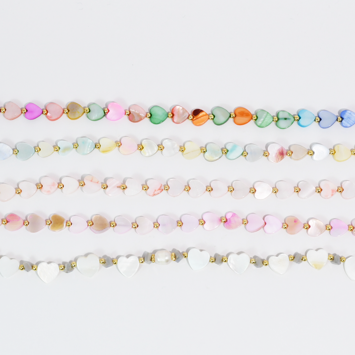 Multi Heart Stone Necklaces