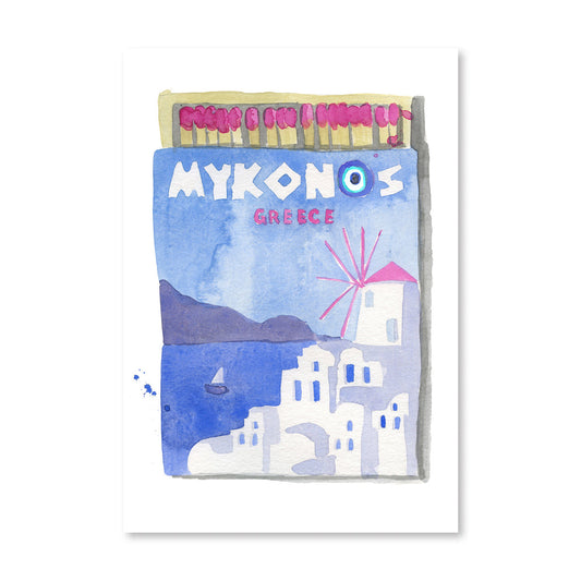 Mykonos Matchbook Art Print