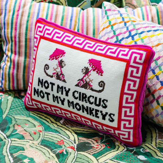Not My Circus Needlepoint Pillow