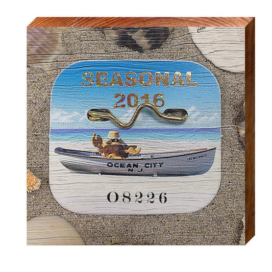 Ocean City, New Jersey 2016 Beach Tag Art Wooden Sign | Wall Art Print on Real Wood