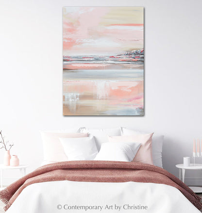 "Romantic Impressions" GICLEE PRINT Art Pink White Grey Beige Coastal Abstract Painting Modern Wall Art