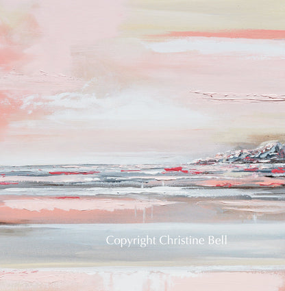 "Romantic Impressions" GICLEE PRINT Art Pink White Grey Beige Coastal Abstract Painting Modern Wall Art