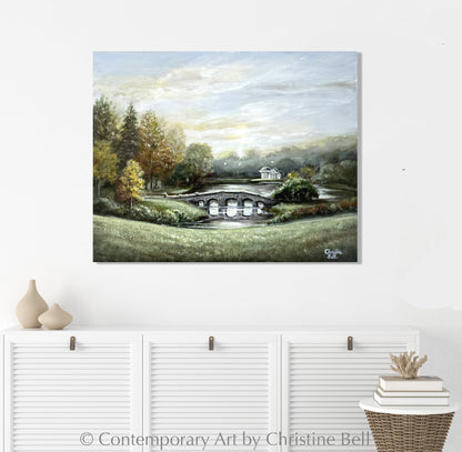 "A Romantic Journey" GICLÉE PRINT Landscape Oil Painting, "Pride and Prejudice" Palladian Bridge