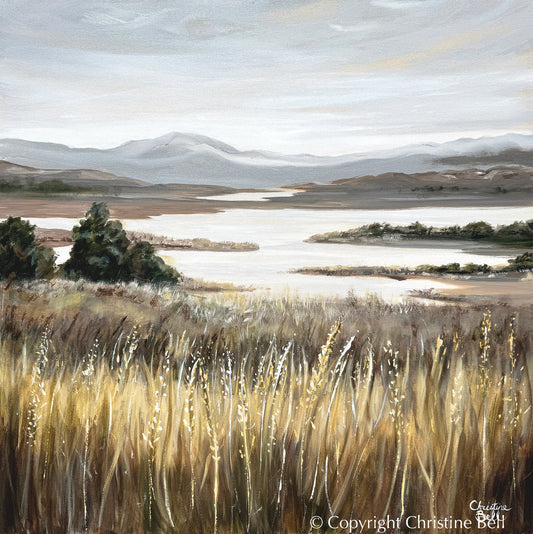 "Peaceful Outlook" GICLÉE PRINT Landscape Oil Painting, Coastal Meadow