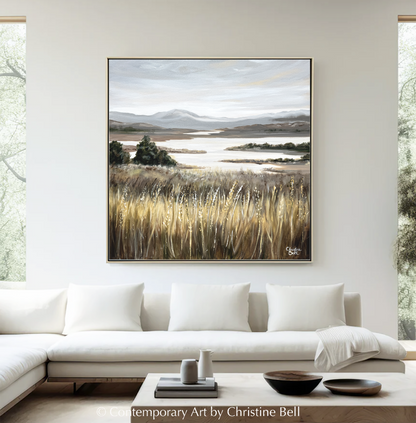 "Peaceful Outlook" GICLÉE PRINT Landscape Oil Painting, Coastal Meadow