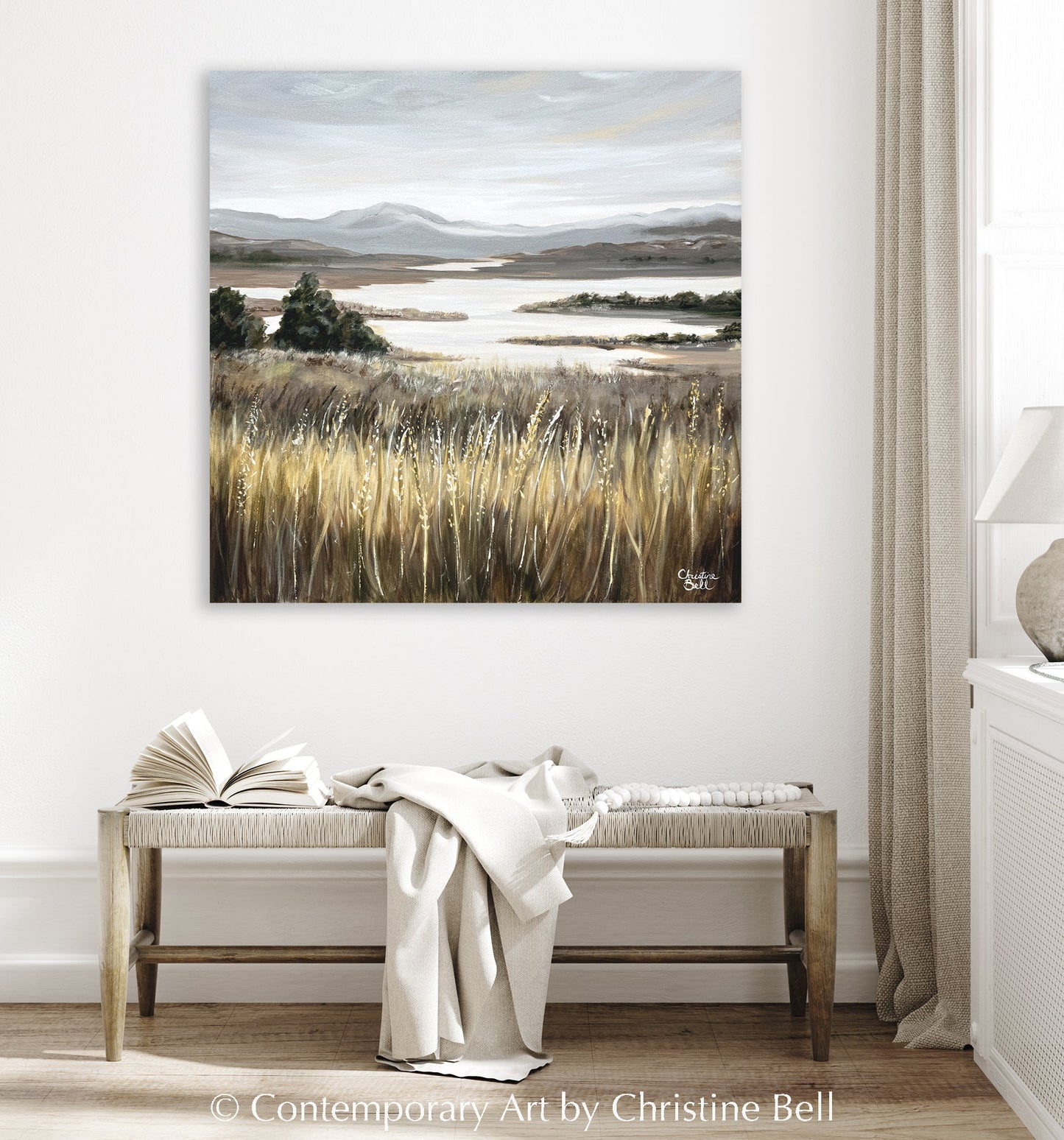 "Peaceful Outlook" GICLÉE PRINT Landscape Oil Painting, Coastal Meadow