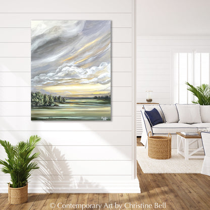 "Luminous Sunrise" GICLÉE PRINT, Modern Landscape Painting, Golden Sunrise, Sunset