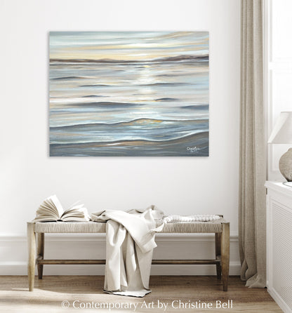 "Gentle Tranquility" GICLÉE PRINT, Coastal Seascape Painting, Neutral Ocean Waves