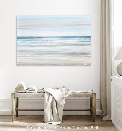 "Beach Walk II" GICLEE PRINT Coastal Abstract Painting, Light Blue, Grey, White