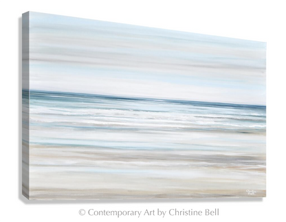 "Beach Walk II" GICLEE PRINT Coastal Abstract Painting, Light Blue, Grey, White