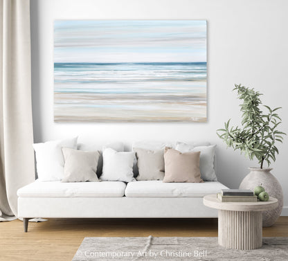 "Beach Walk II" GICLEE PRINT Coastal Abstract Painting, Light Blue, Grey, White