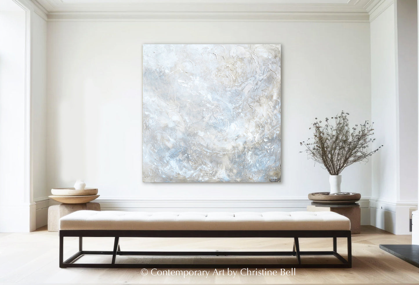 "Silhouette" GICLEE PRINT Coastal Abstract Painting, Neutral, Grey, White, Taupe, Cream, Stone