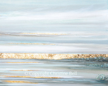 "Aurora" GICLÉE PRINT, Modern Coastal Seascape, Gold Leaf
