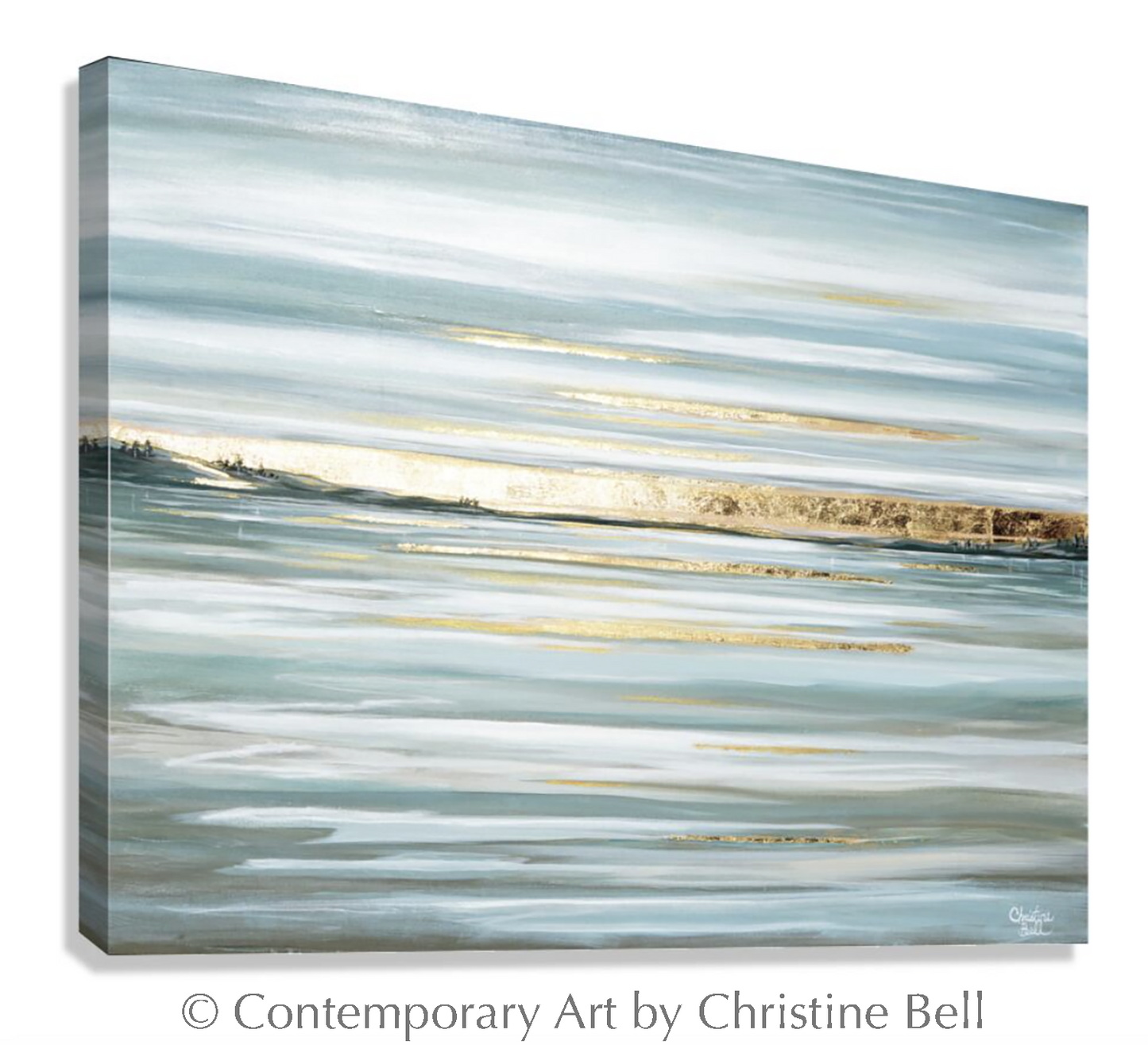 "Idyllic Pause" GICLÉE PRINT, Modern Coastal Seascape, Gold Leaf