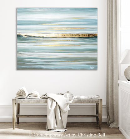 "Idyllic Pause" GICLÉE PRINT, Modern Coastal Seascape, Gold Leaf