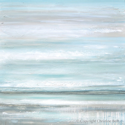 "Euphoria" GICLEE PRINT Coastal Abstract Painting, Seafoam Green Light Blue, Grey, White