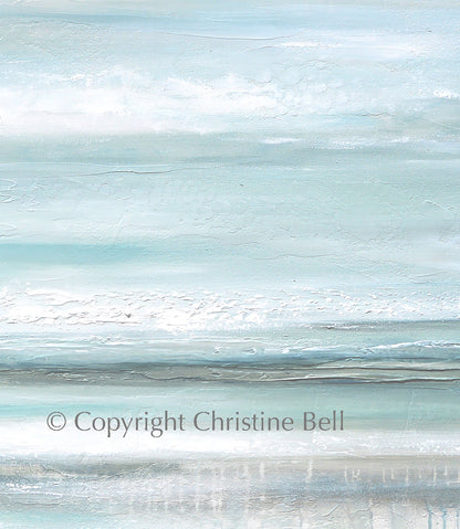 "Euphoria" GICLEE PRINT Coastal Abstract Painting, Seafoam Green Light Blue, Grey, White