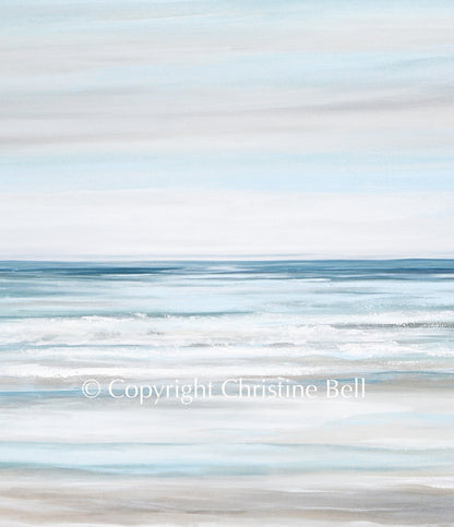 "Beach Walk" GICLEE PRINT Coastal Abstract Painting, Light Blue, Grey, White
