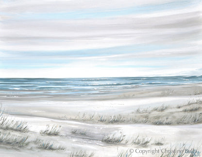 "Coastal Whispers II" GICLEE PRINT Coastal Abstract Painting, Neutral, Light Blue, Grey, White, Taupe