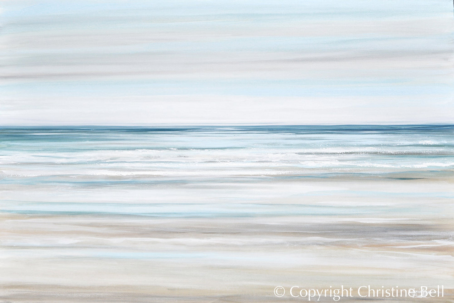 "Beach Walk II" GICLEE PRINT Coastal Abstract Painting, Light Blue, Grey, White