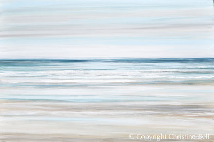 "Beach Walk II" GICLEE PRINT Coastal Abstract Painting, Light Blue, Grey, White