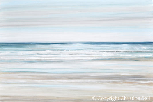 "Beach Walk II" GICLEE PRINT Coastal Abstract Painting, Light Blue, Grey, White