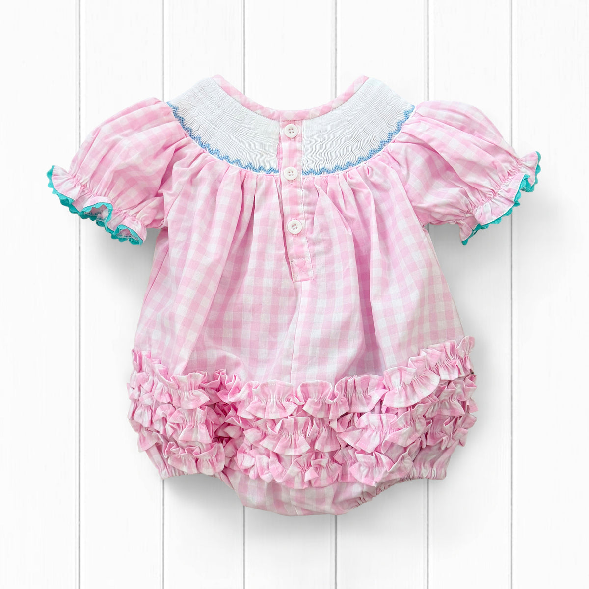 Smocked Pink Bunny Bubble