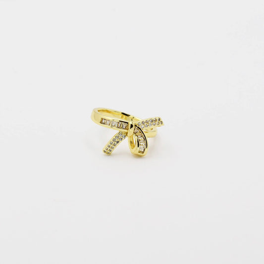 Pave Bow Gold Ring O35