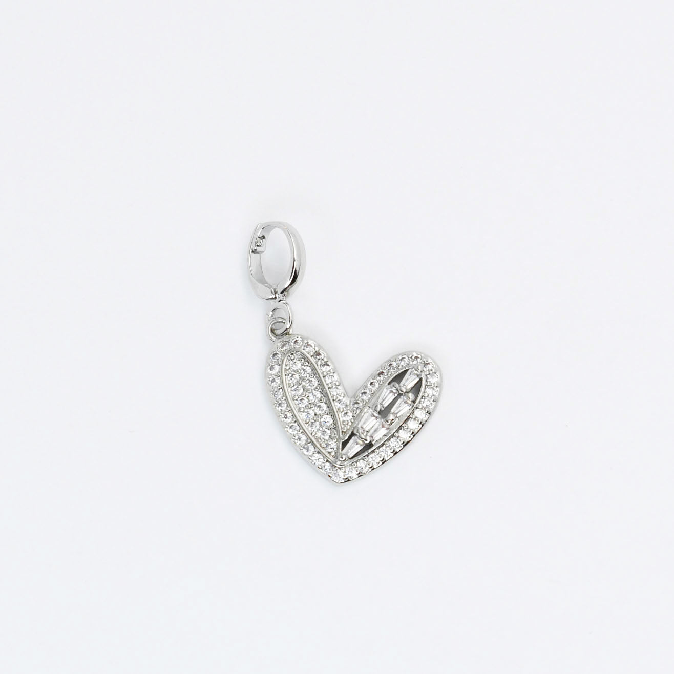 Pave Silver Heart Charm CH-54