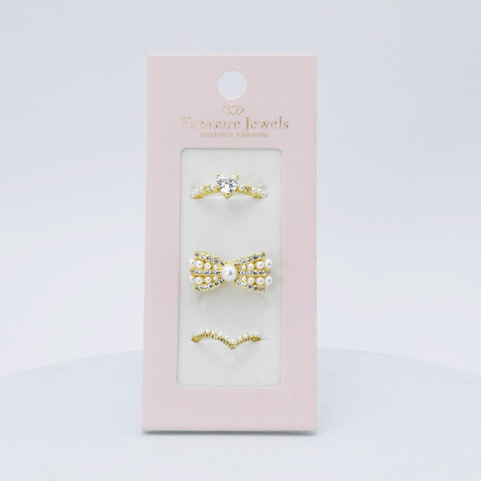 Pearl and Diamond Ring Set