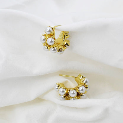 Pearls and Gold Hoop D7